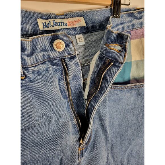 Rare Vintage NO! ABSOLUTELY BLUES Jeans Denim Size 13/14 Plaid, Retro, 1980s - Picture 9 of 11
